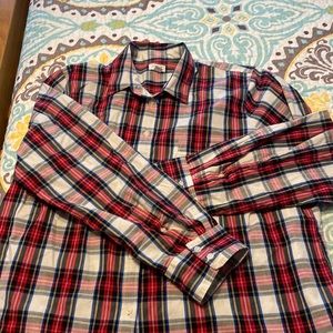 JCrew women’s festive plaid button down shirt (only worn once!)